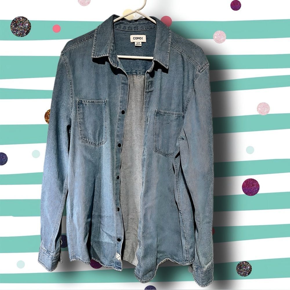 COMO Men’s Denim Button Up Shirt Medium